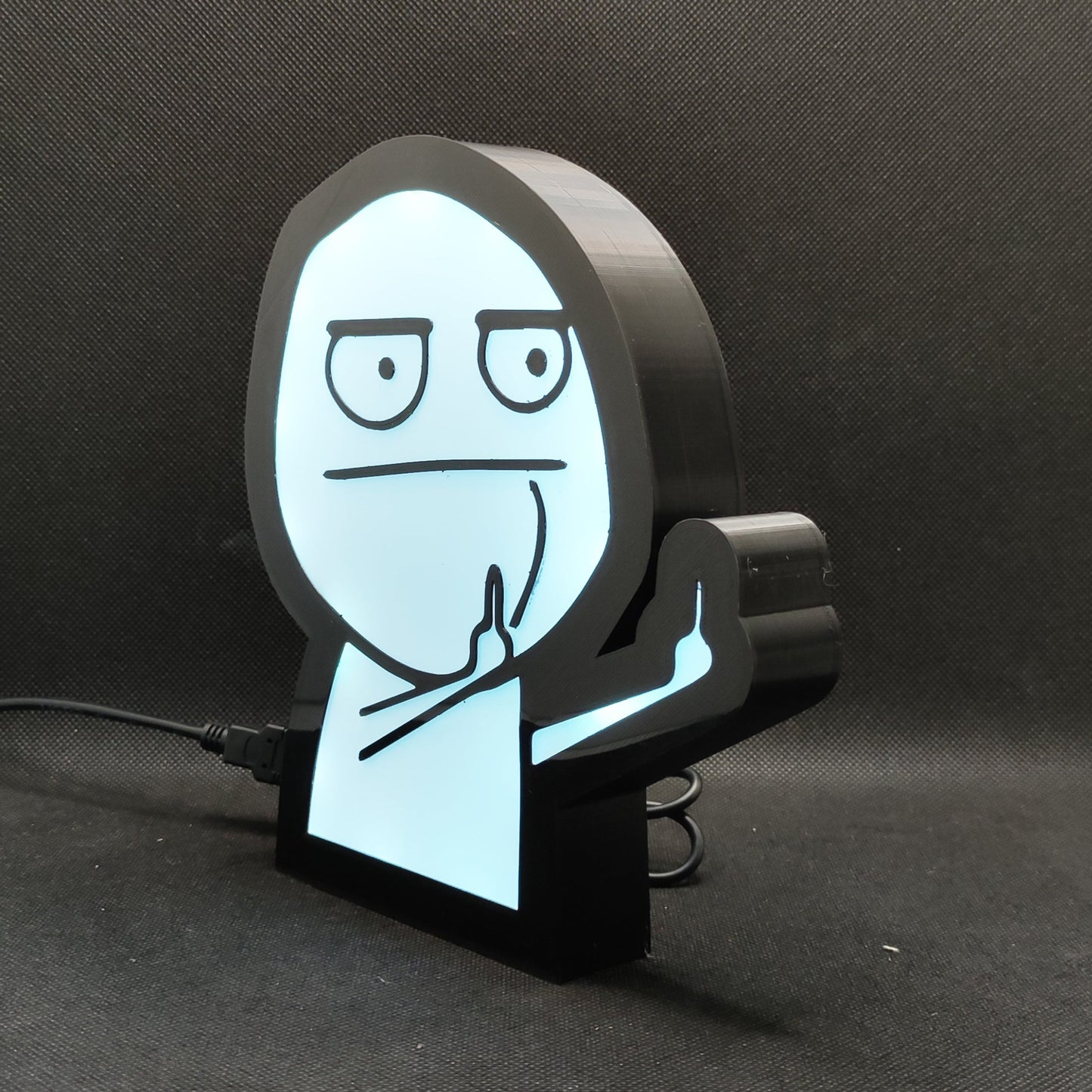 Mittelfinger Troll Gesicht Meme Neon Led Lightbox RGB Lampe | Geschenk für Ihren mürrischen Freund