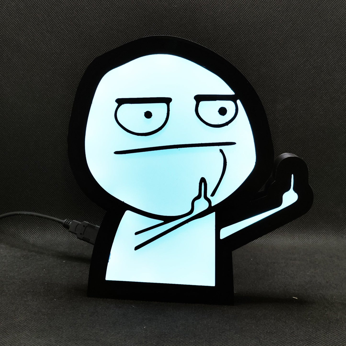 Mittelfinger Troll Gesicht Meme Neon Led Lightbox RGB Lampe | Geschenk für Ihren mürrischen Freund