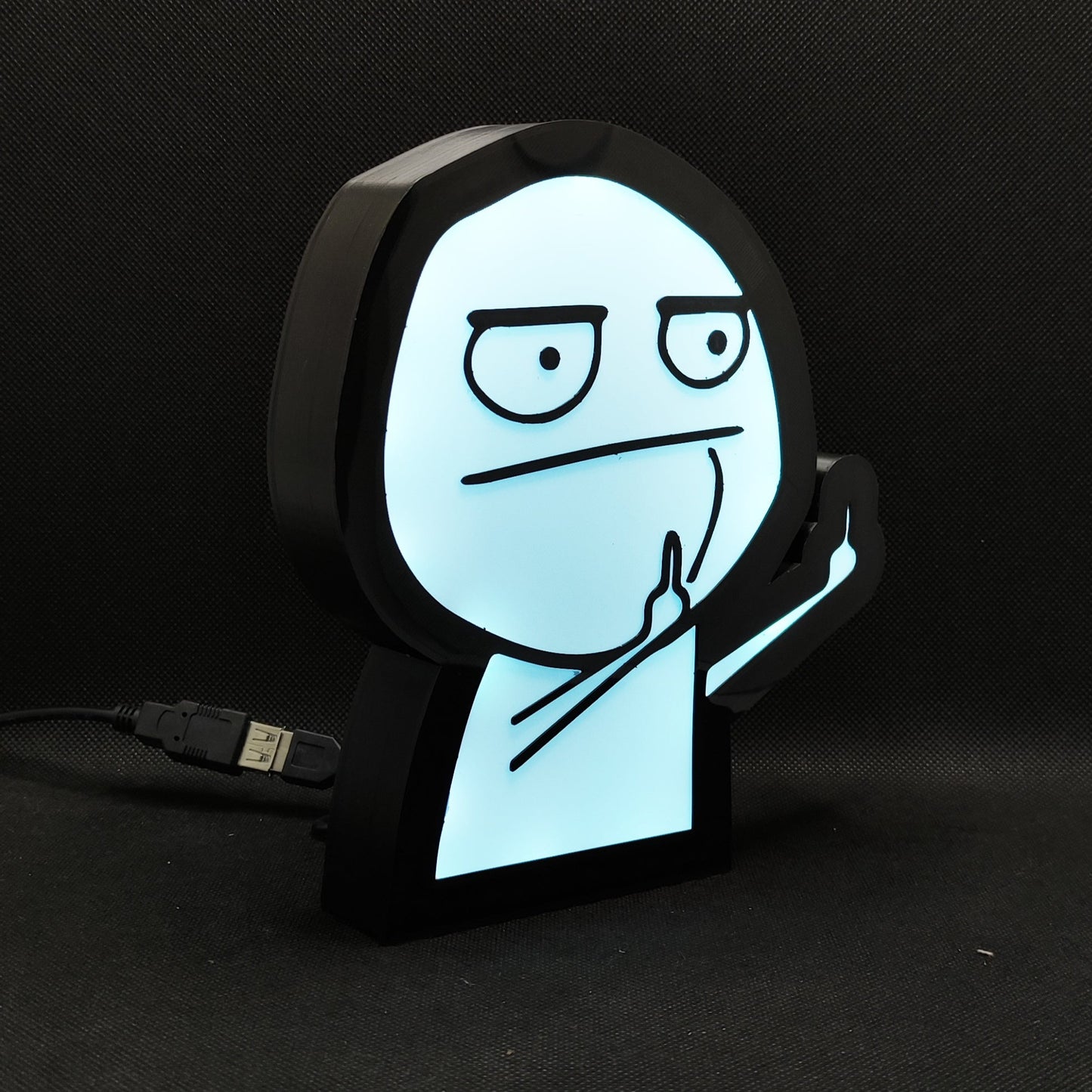 Dedo Médio Troll Face Meme Neon Led Lightbox RGB Lâmpada | Presente para seu amigo rabugento