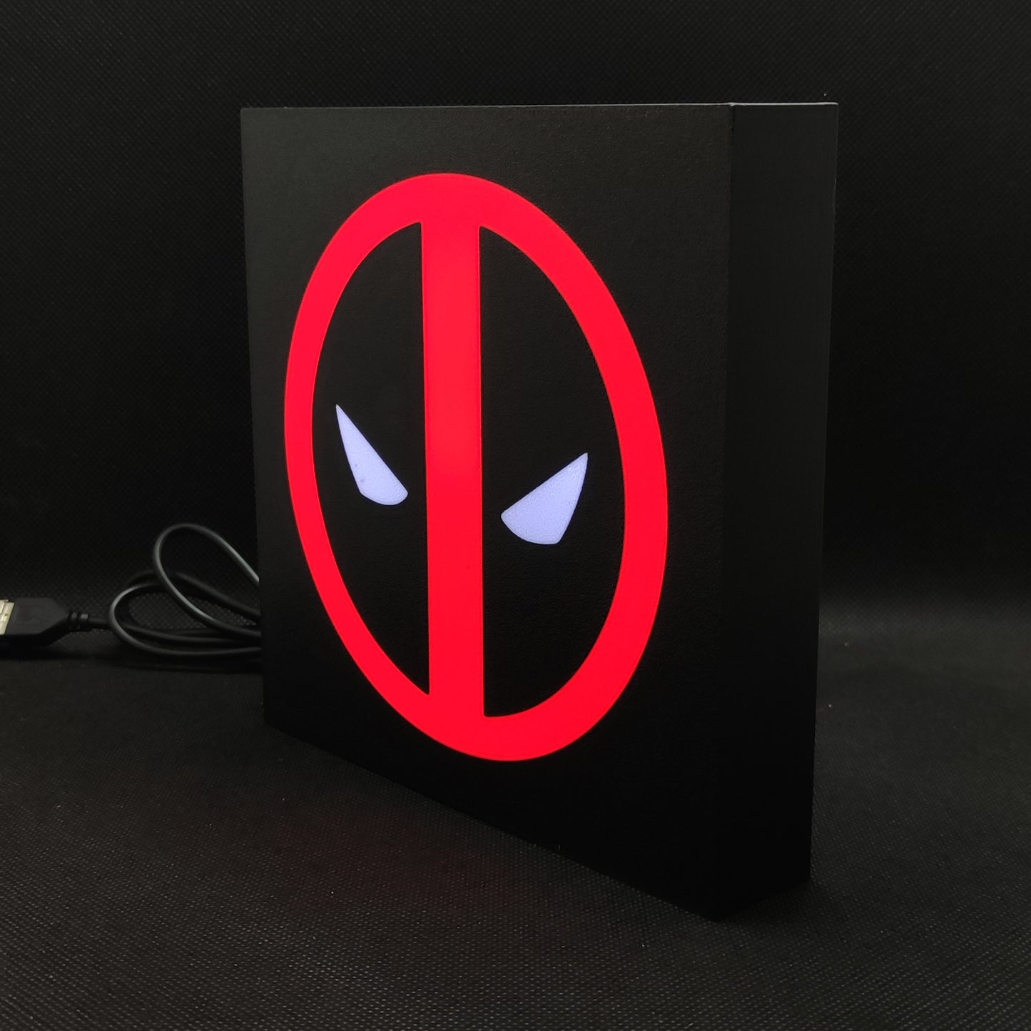 Placa de caixa de luz LED com logotipo do Deadpool