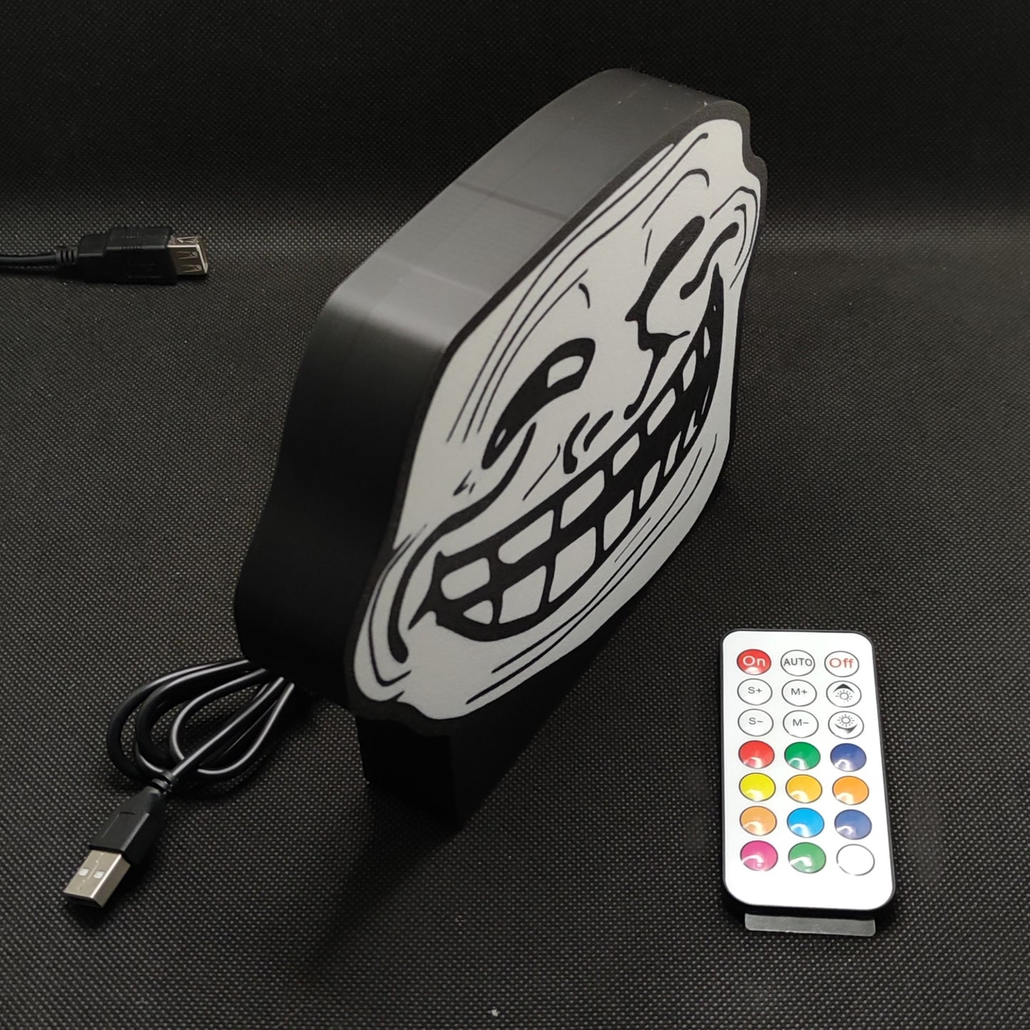 Mittelfinger Troll Gesicht Meme Neon Led Lightbox RGB Lampe | Geschenk für Ihren mürrischen Freund