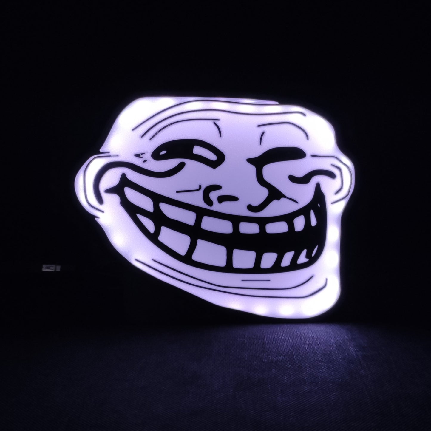 Dedo Médio Troll Face Meme Neon Led Lightbox RGB Lâmpada | Presente para seu amigo rabugento