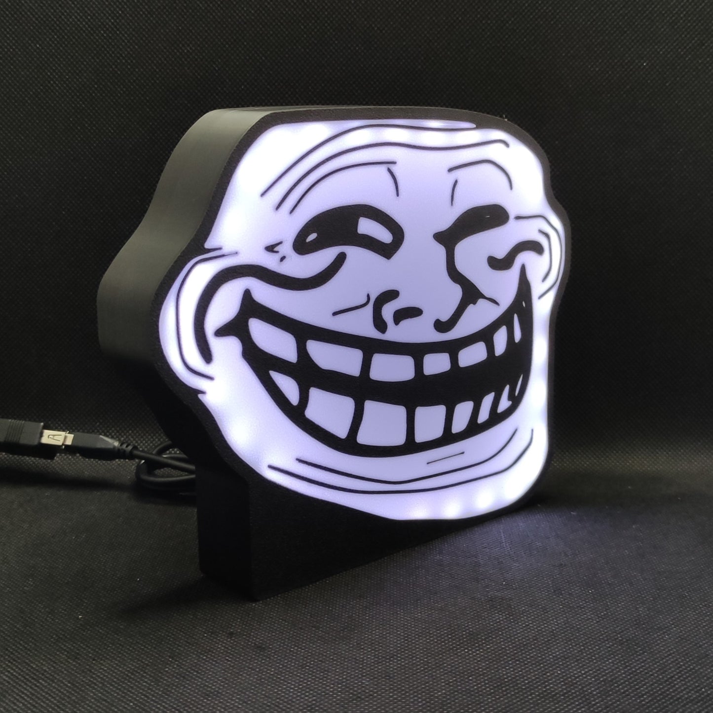 Dedo Médio Troll Face Meme Neon Led Lightbox RGB Lâmpada | Presente para seu amigo rabugento