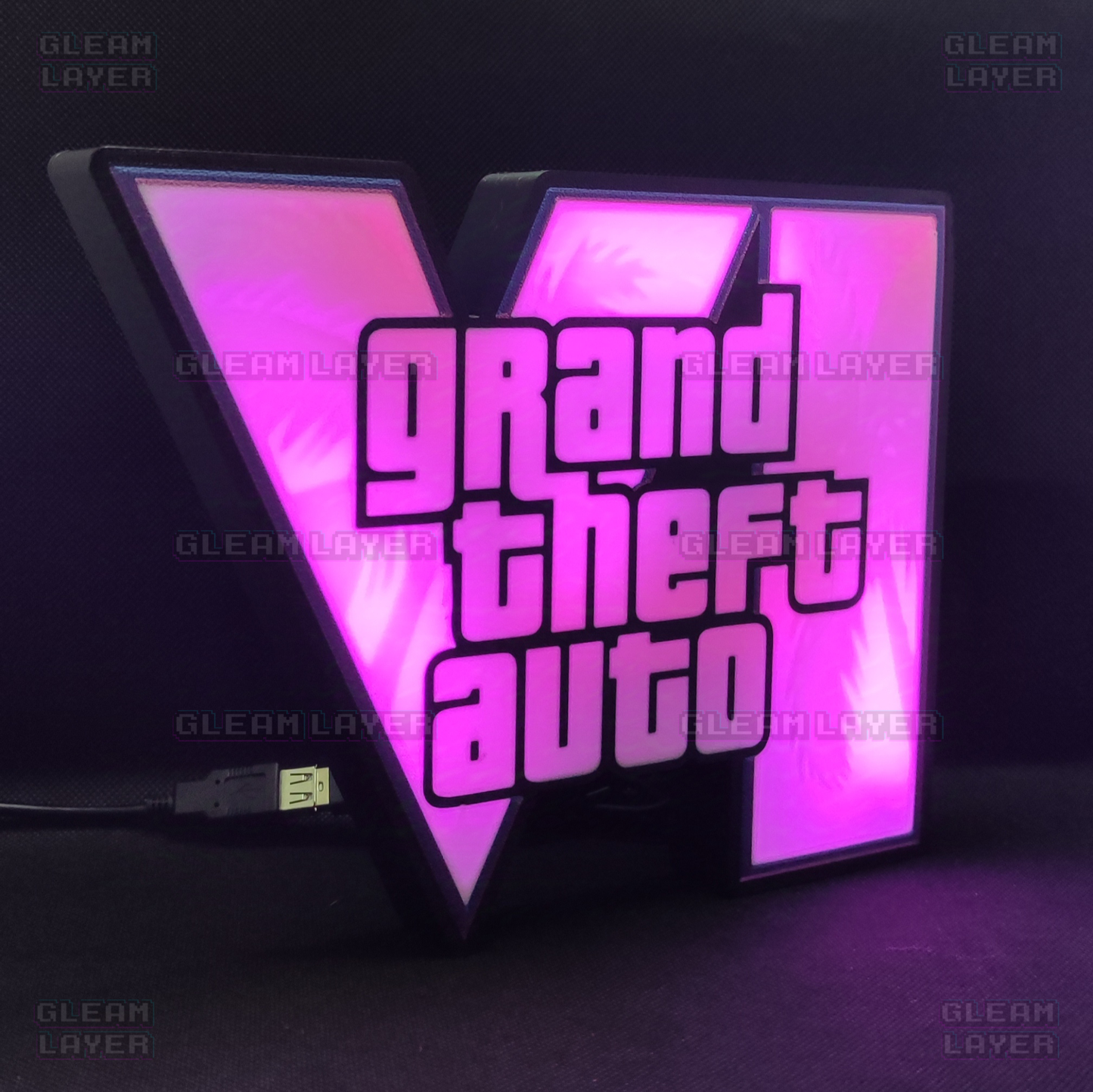 GTA 6 Logo Grand Theft Auto VI Led Gaming Light Sign