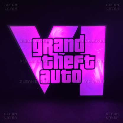 GTA 6 Logo Grand Theft Auto VI Led Gaming Light Sign