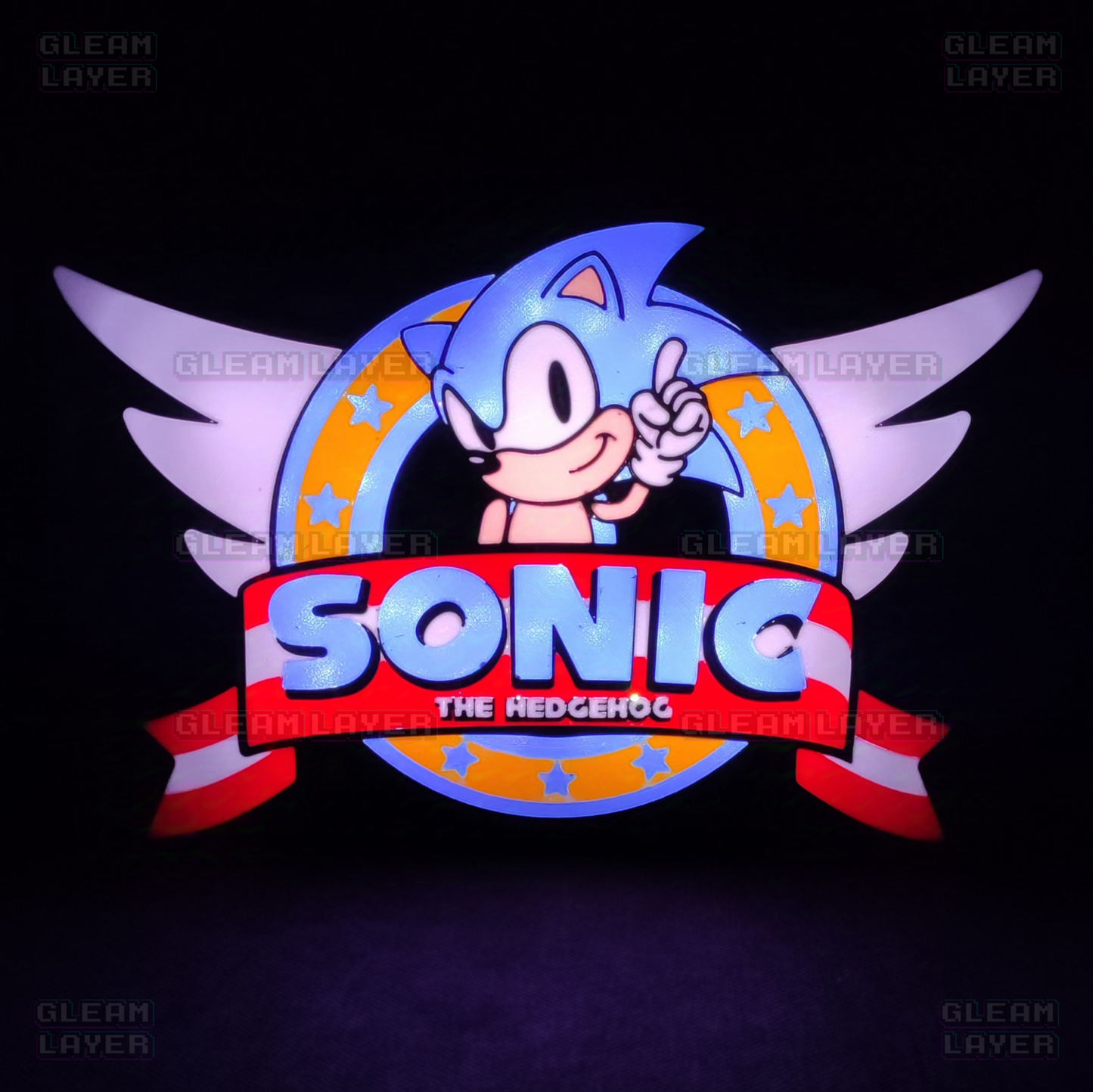 Sonic The hedgehog Retro Logo Led Gaming Light Sign