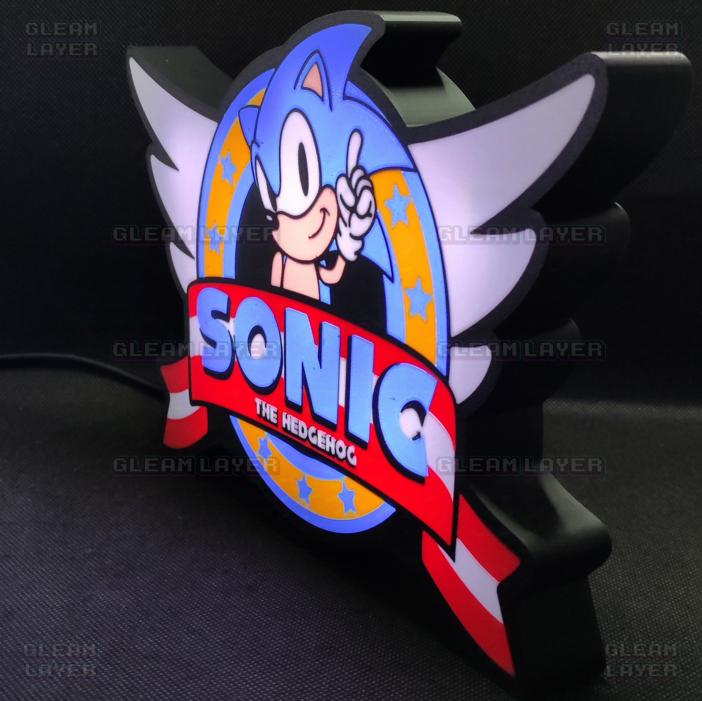 Sonic The hedgehog Retro Logo Led Gaming Light Sign