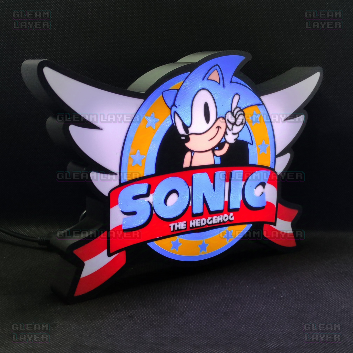 Sonic The hedgehog Retro Logo Led Gaming Light Sign