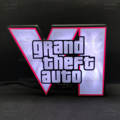 GTA 6 Logo Grand Theft Auto VI Led Gaming Light Sign