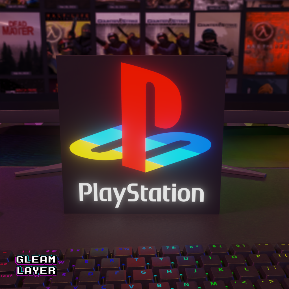 Playstation Retro Black Logo Led Gaming Light Sign