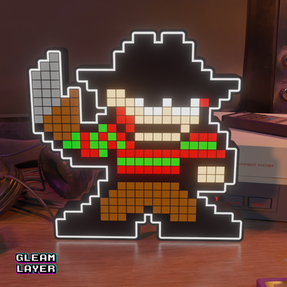 Freddy Krueger 8-bit Pixel Led Lightbox Pixel Art Light