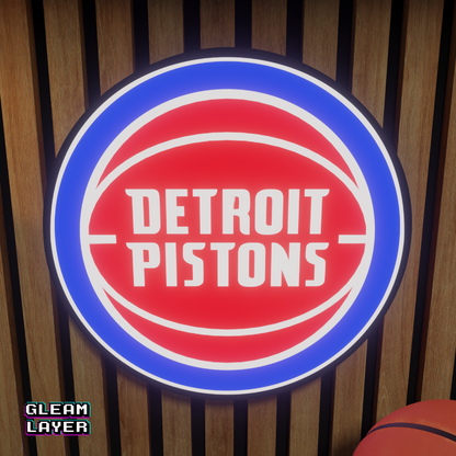 Detroit Pistons Led Light Box NBA Sports Bar Light Display Wall Sign