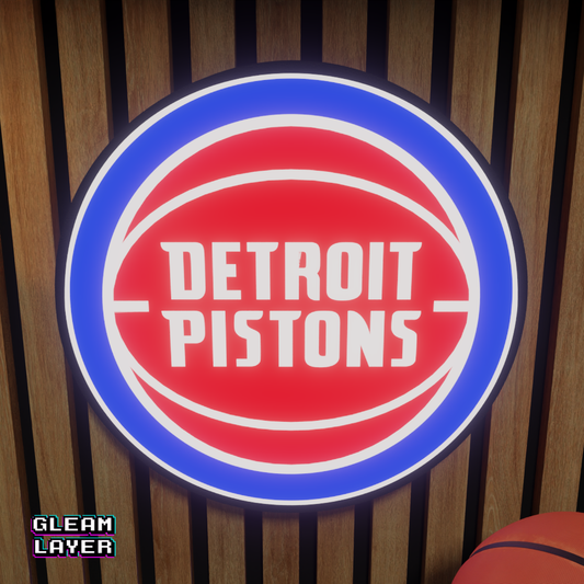 Detroit Pistons Led Light Box NBA Sports Bar Light Display Wall Sign