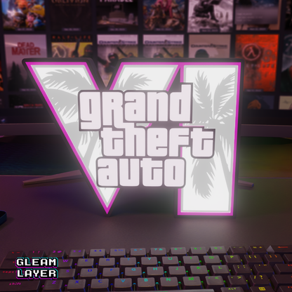 GTA VI Logo Grand Theft Auto 6 Led Gaming Light Sign