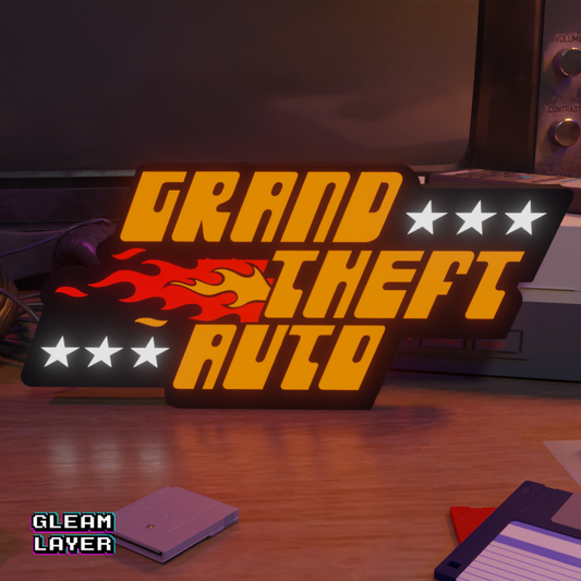 GTA Grand Theft Auto 1997 Logo Led Retro Gaming Light Sign