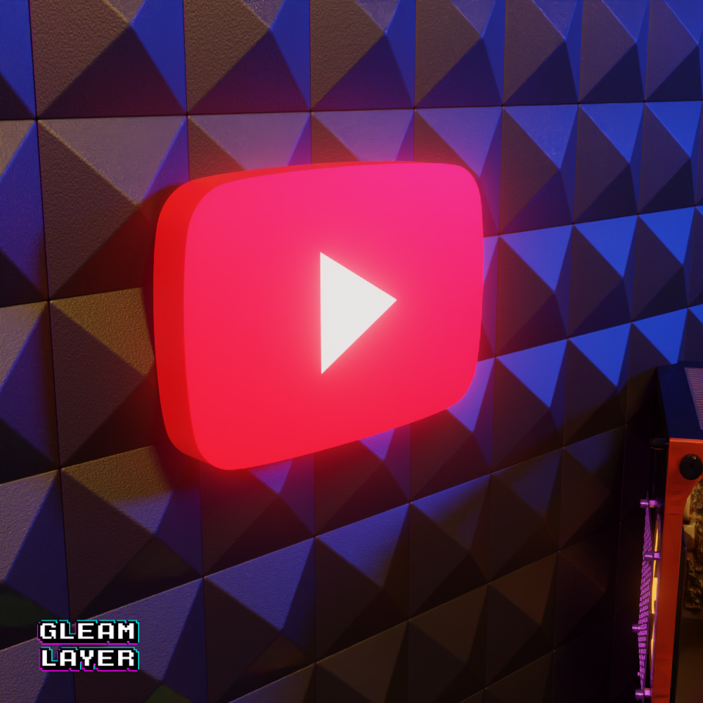 YouTube Red Button Led Light Sign