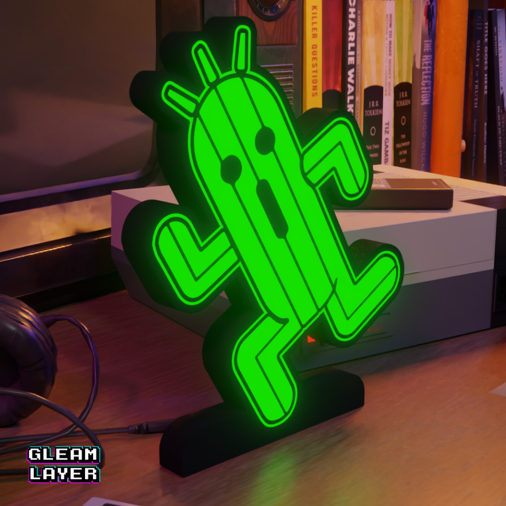 Cactuar Final Fantasy Retro Gaming Lightbox Led Light Sign