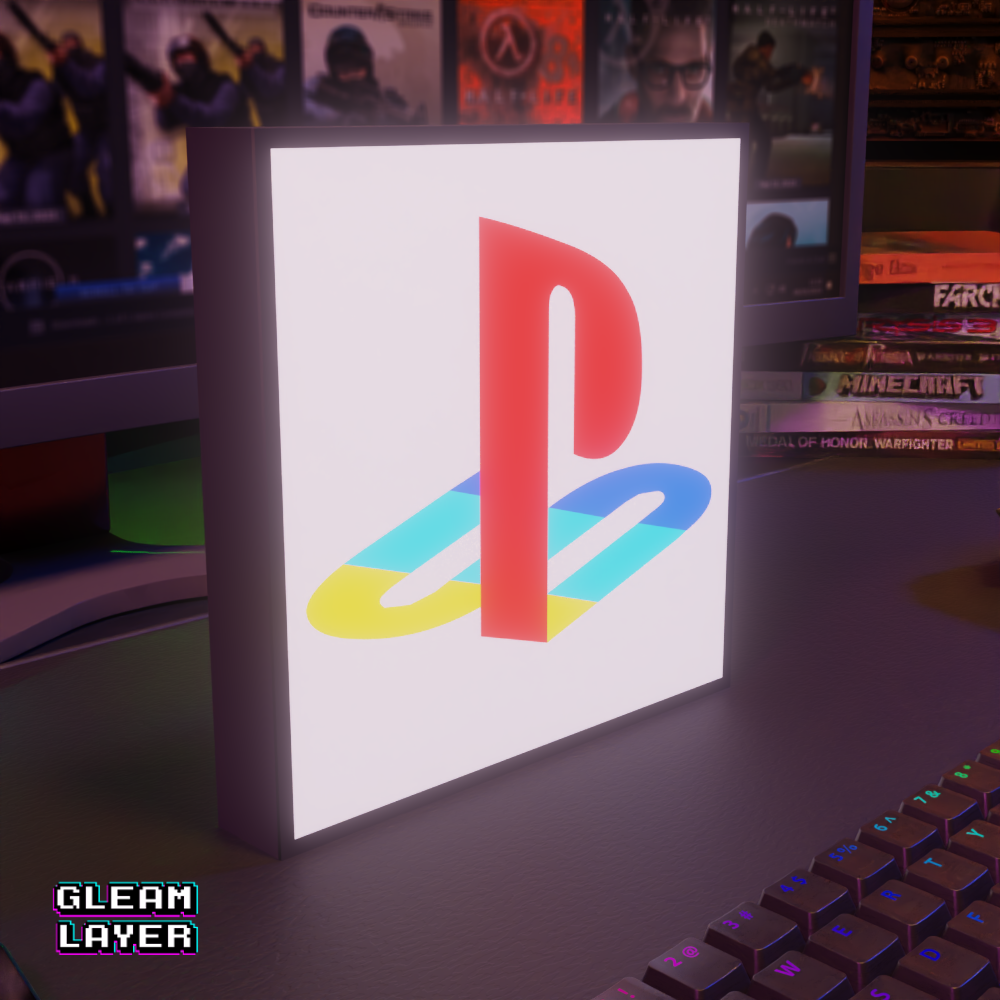 Playstation Retro Black Logo Led Gaming Light Sign