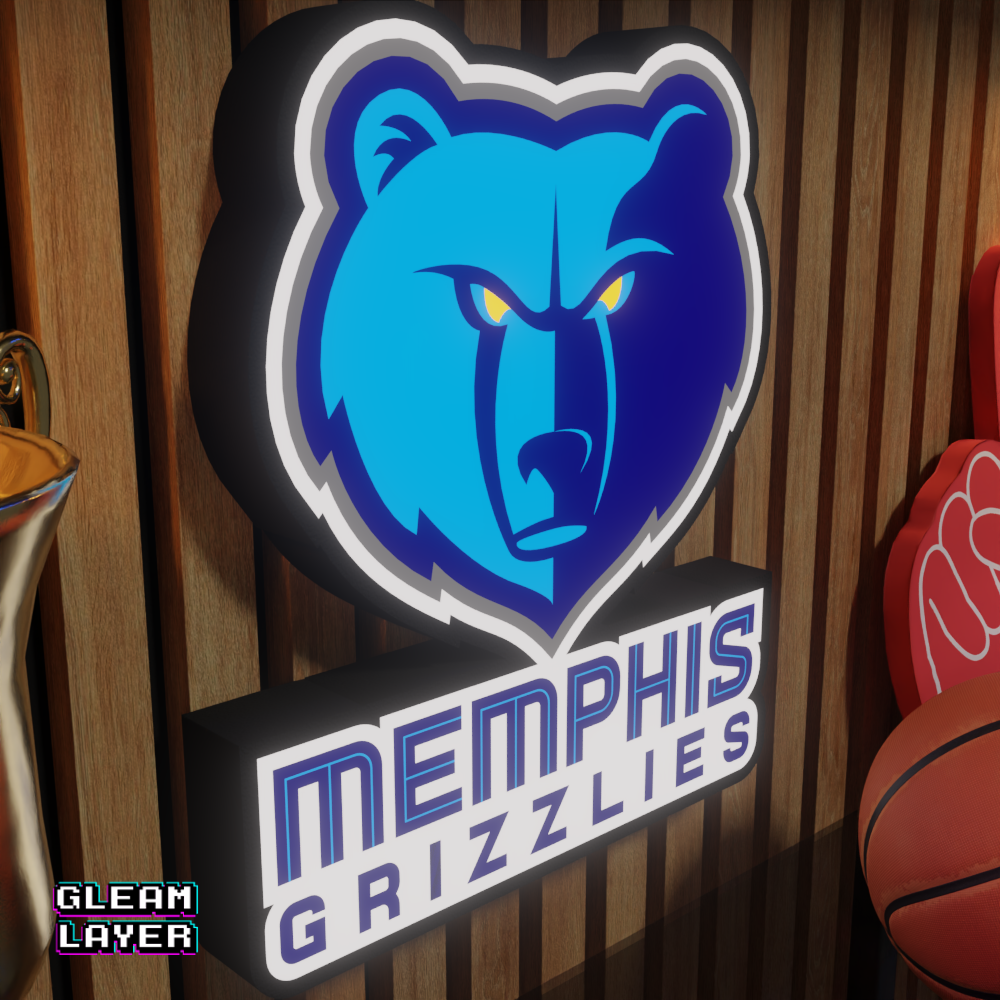 Memphis Grizzlies Led Light Box NBA Sports Bar Light Display Wall Sign