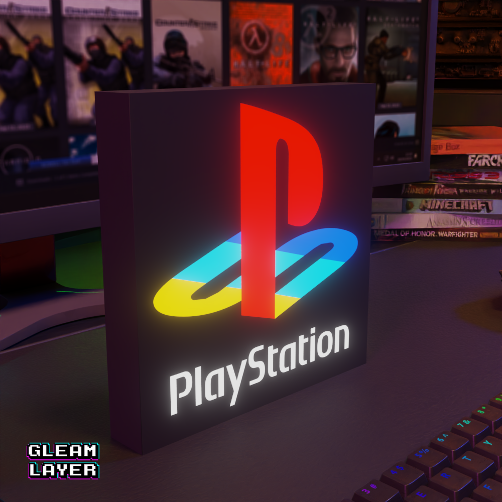 Playstation Retro Black Logo Led Gaming Light Sign