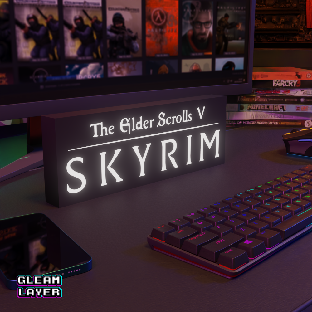 The Elder Scrolls V Skyrim Led Gaming Lightbox RGB Sign