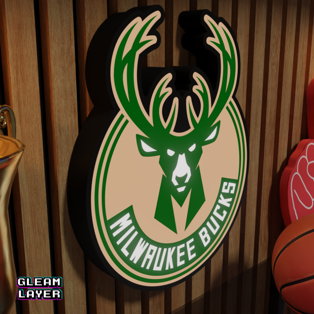 Milwaukee Bucks Led Light Box NBA Sports Bar Light Display Wall Sign