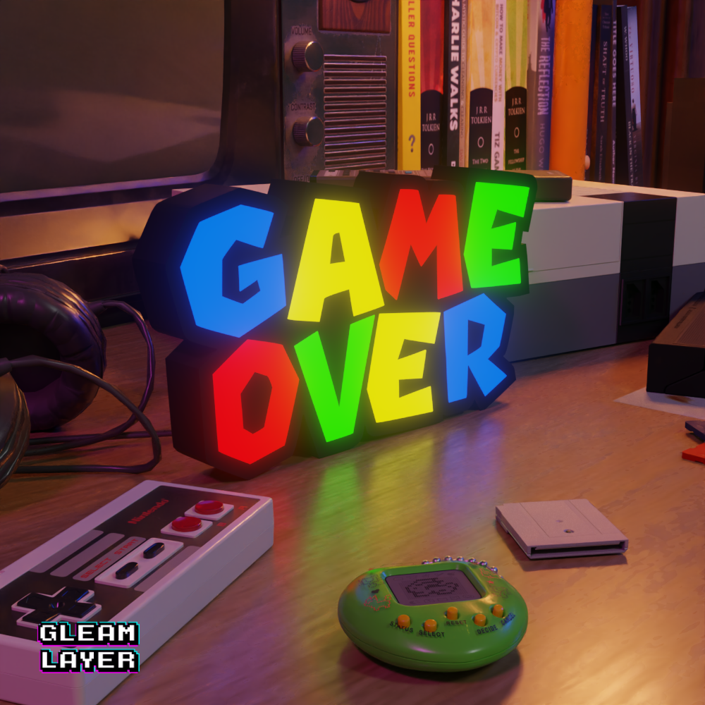 Game Over Super Mario Style Led Gaming Light RGB Sign