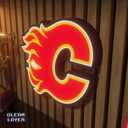 Calgary Flames Led Light Box NHL Sports Bar Light Display Wall Sign