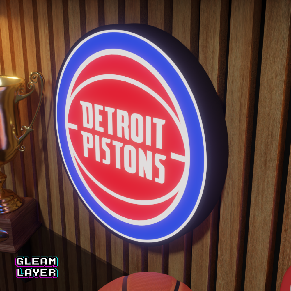 Detroit Pistons Led Light Box NBA Sports Bar Light Display Wall Sign
