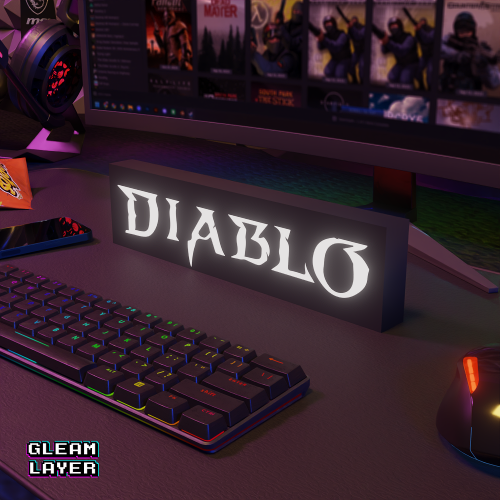 Diablo Led Gaming RGB Light Sign