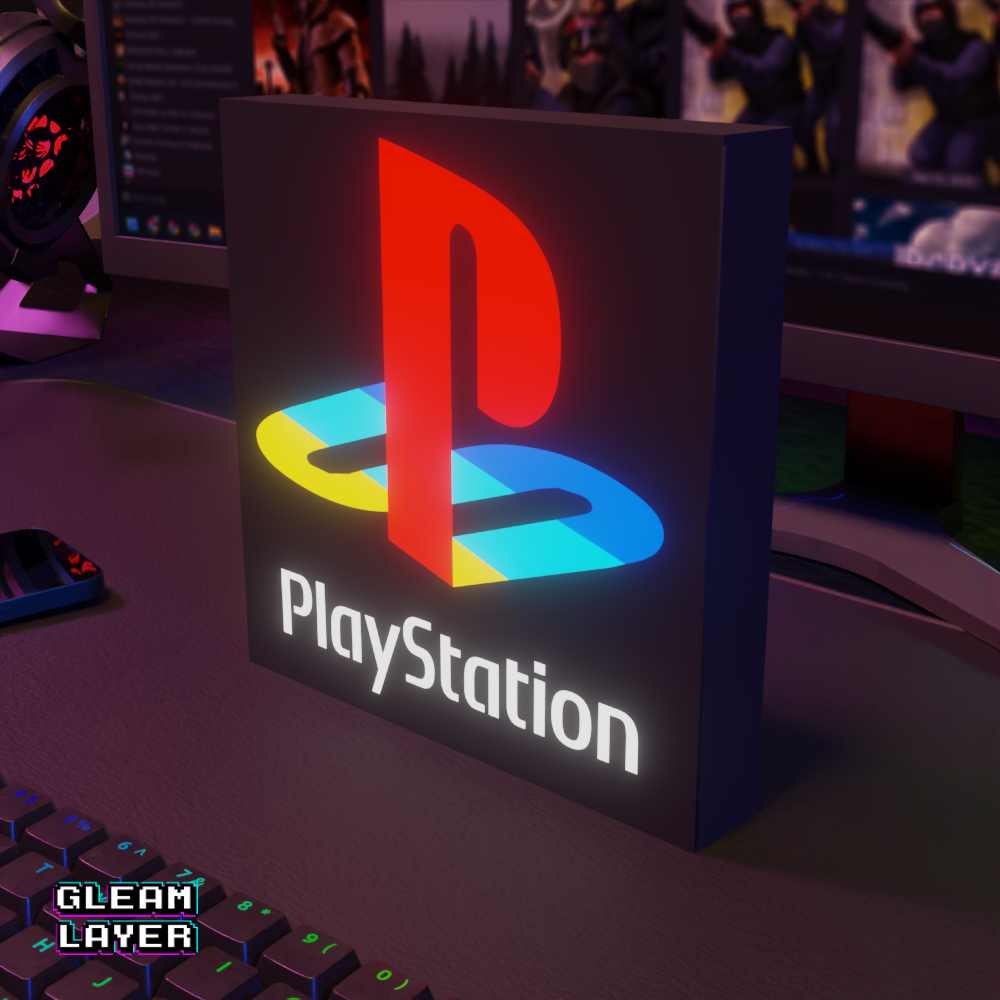 Playstation Retro Black Logo Led Gaming Light Sign