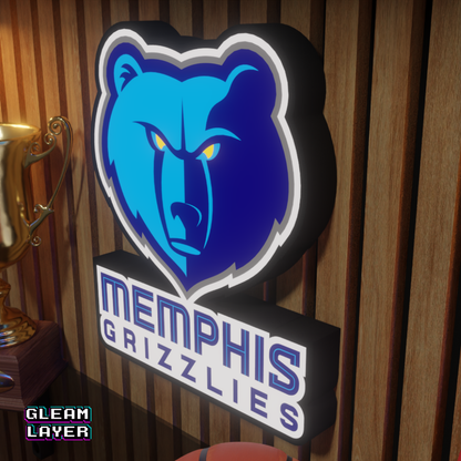Memphis Grizzlies Led Light Box NBA Sports Bar Light Display Wall Sign