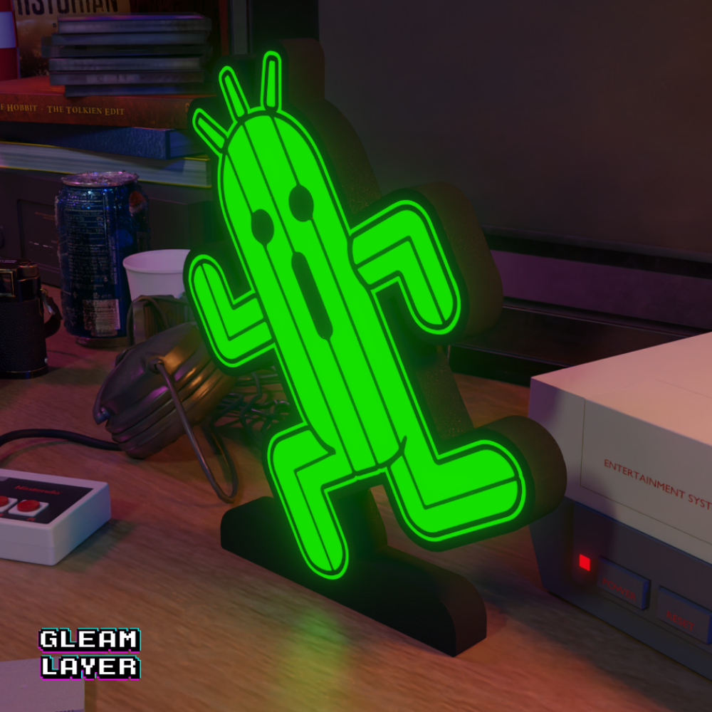 Cactuar Final Fantasy Retro Gaming Lightbox Led Light Sign