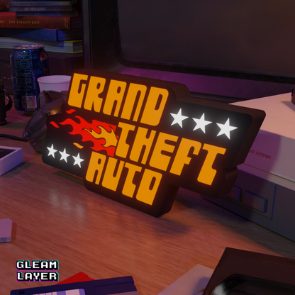 GTA Grand Theft Auto 1997 Logo Led Retro Gaming Light Sign