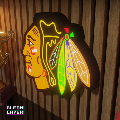 Chicago Blackhawks Led Light Box NHL Sports Bar Light Display Wall Sign