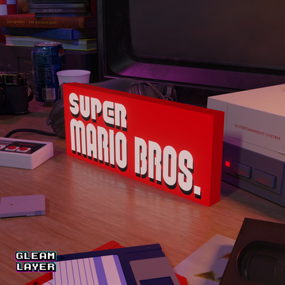 Super Mario Bros Led Retro Logo Gaming Light Sign