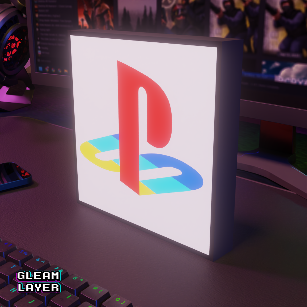 Playstation Retro Black Logo Led Gaming Light Sign