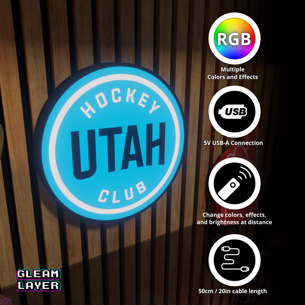Utah Hockey Club Led Light Box NHL Sports Bar Light Display Wall Sign