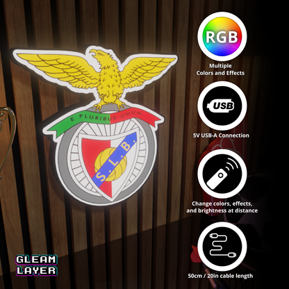 SLB Benfica Logo Led RGB Wall Display Light Sign
