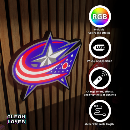 Columbus Blue Jackets Led Light Box NHL Sports Bar Light Display Wall Sign