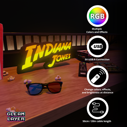 Indiana Jones Movie Led Light Sign