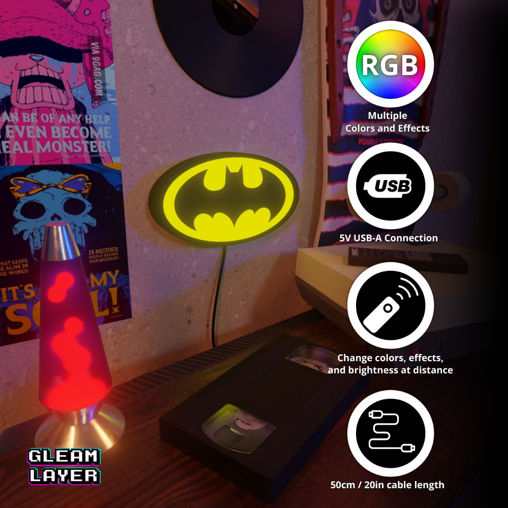 Batman Led Retro Wall Lightbox RGB Light Sign