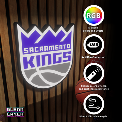Sacramento Kings Led Light Box NBA Sports Bar Light Display Wall Sign