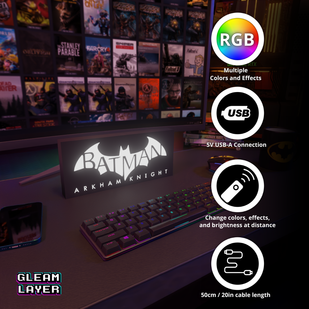 Batman: Arkham Knight Led Lightbox Gaming RGB Light Sign