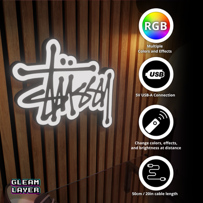 Stussy Led RGB Light Wall Sign