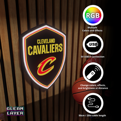 Cleveland Cavaliers Led Light Box NBA Sports Bar Light Display Wall Sign