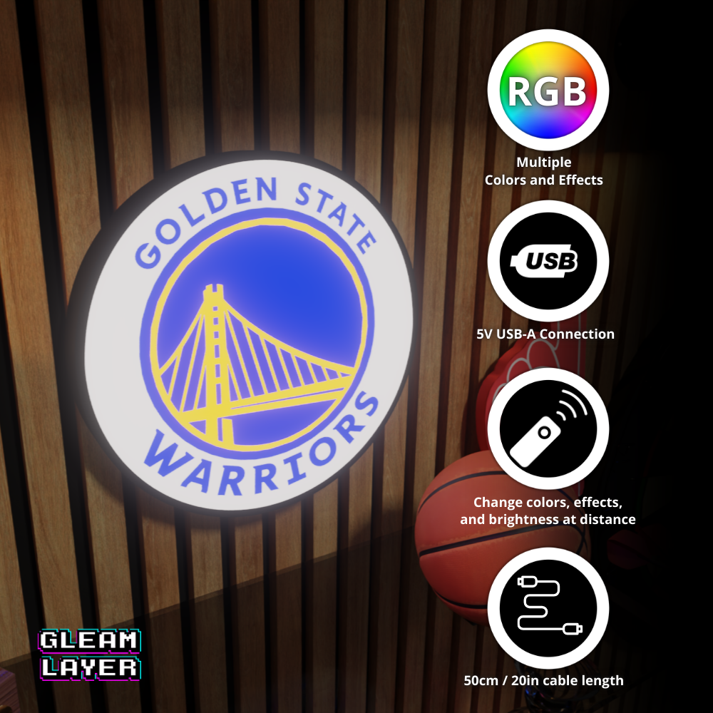 Golden State Warriors  Led Light Box NBA Sports Bar Light Display Wall Sign