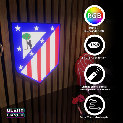 Atletico Madrid Logo Led RGB Wall Display Light Sign