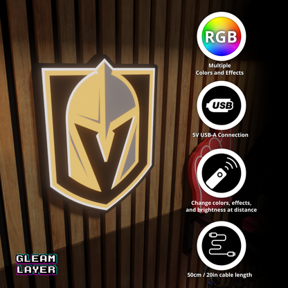 Vegas Golden Knights Led Light Box NHL Sports Bar Light Display Wall Sign