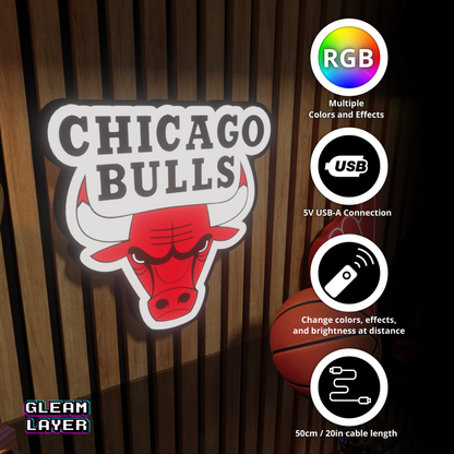 Chicago Bulls Led Light Box NBA Sports Bar Light Display Wall Sign